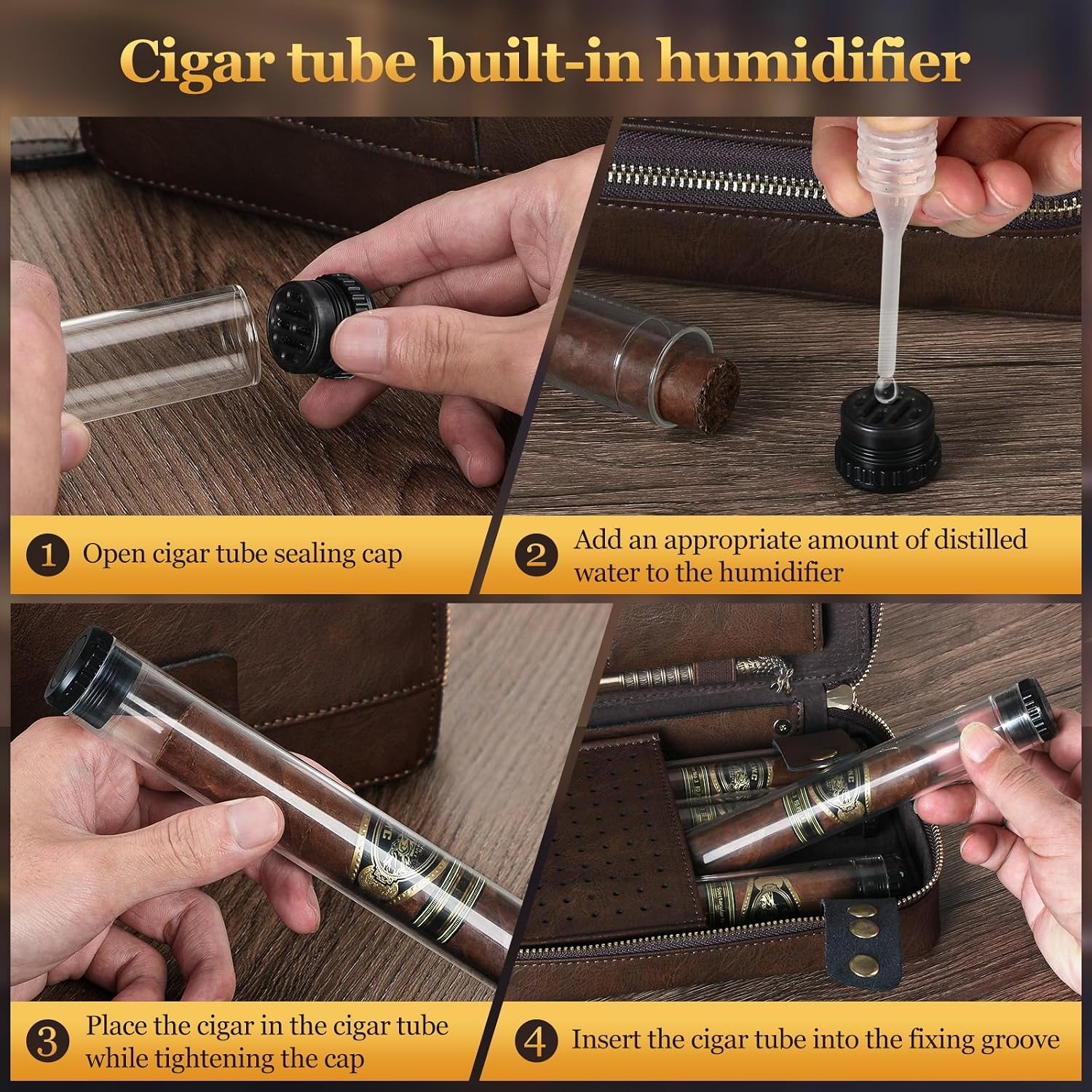 Leather Travel Cigar Case with Cedar Lining: image 5